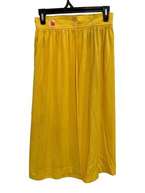 Vintage Glen Echo Midi Skirt Size 12 Double Button Yellow Poly Deadstock NEW